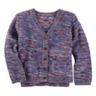 Girls 4-8 Oshkosh B'gosh&reg; Space-dyed Knit Cardigan, Size: 4, Blue (navy)
