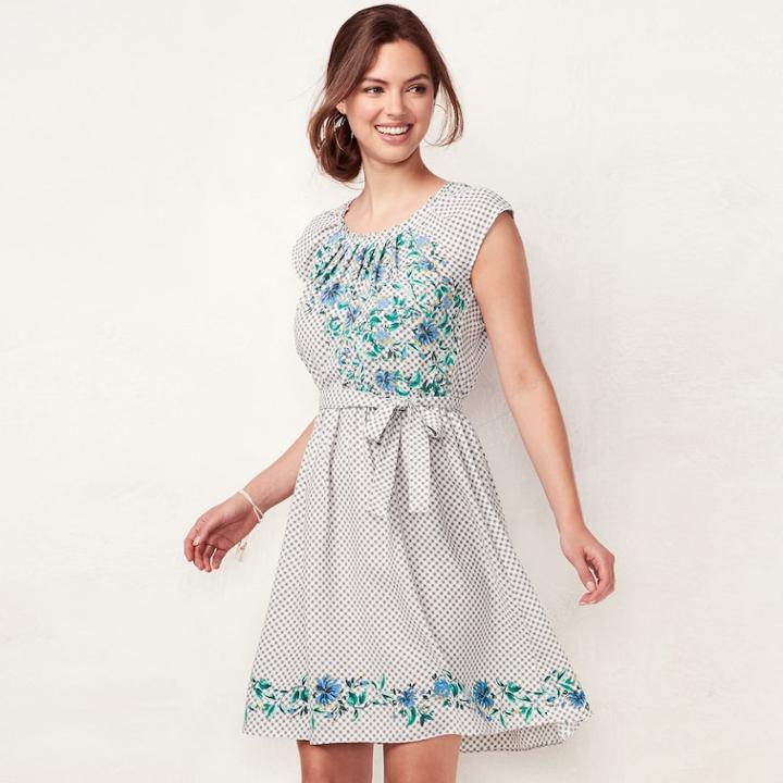 Women's Lc Lauren Conrad Floral Pleated Dress, Size: Small, White