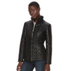 Women's Gallery Quilted Faux-leather Jacket, Size: Large, Black