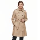 Women's Tower By London Fog Hooded Trench Coat, Size: Large, Dark Beige