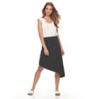 Petite Apt. 9&reg; Asymmetrical Mix-print Skirt, Women's, Size: S Petite, Black