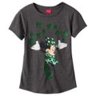 Disney's Minnie Mouse Girls 7-16 Shamrocks Glitter Graphic Tee, Girl's, Size: Large, Grey (charcoal)