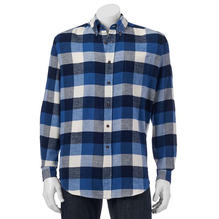 Big & Tall Croft & Barrow&reg; Classic-fit Plaid Flannel Button-down Shirt, Men's, Size: 2xb, Dark Blue