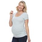 Maternity A:glow Ruched Scoopneck Tee, Women's, Size: L-mat, Light Blue