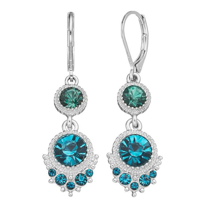 Napier Simulated Crystal Nickel Free Drop Earrings, Women's, Turq/aqua