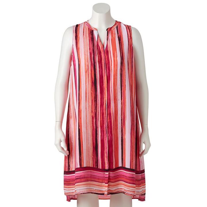 Plus Size Apt. 9&reg; Splitneck Shirtdress, Women's, Size: 18 W, Pink