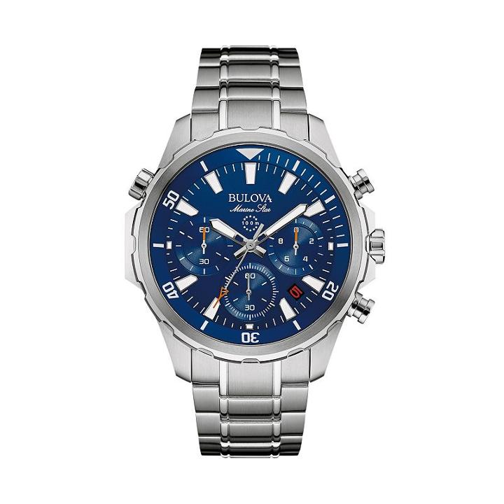 Bulova Men's Marine Star Stainless Steel Chronograph Watch, Grey