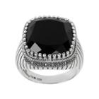 Lavish By Tjm Sterling Silver Onyx Ring - Made With Swarovski Marcasite, Women's, Size: 6, Black
