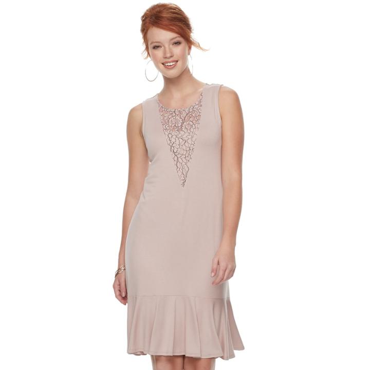 Women's Apt. 9&reg; Sleeveless Lace Insert Dress, Size: Xl, Med Pink