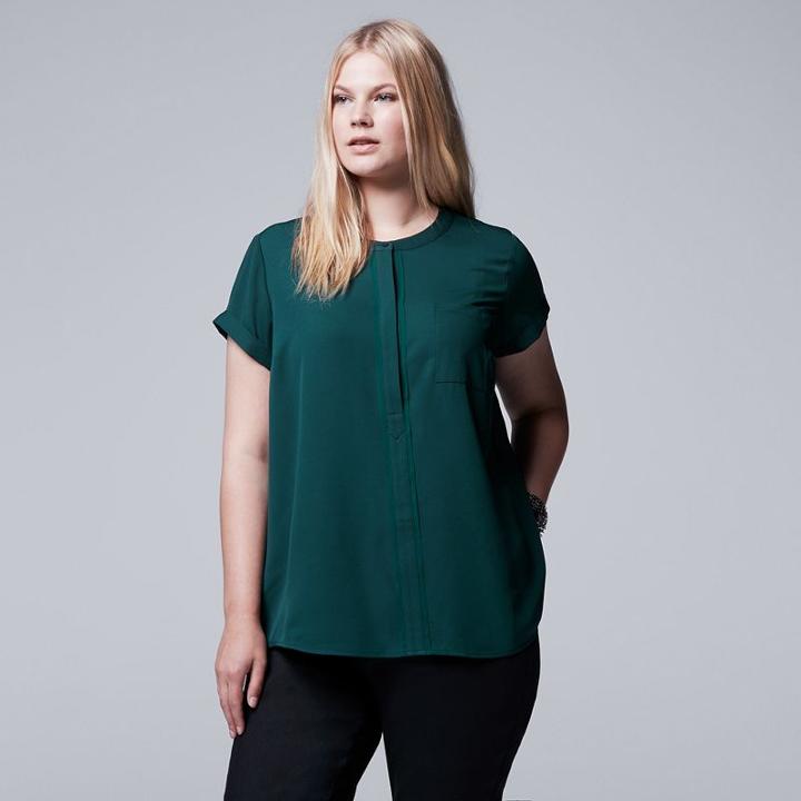 Plus Size Simply Vera Vera Wang Popover Top, Women's, Size: 2xl, Green