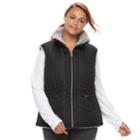 Plus Size Kc Collections Reversible Faux-fur Vest, Women's, Size: 1xl, Black