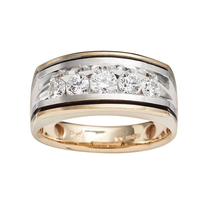 10k Gold Two Tone 1-ct. T.w. Diamond Band - Men, Size: 11, White