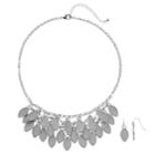 Glitter Marquise Necklace & Drop Earring Set, Women's, Silver