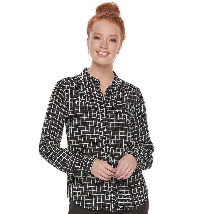 Women's Elle&trade; Scalloped Blouse, Size: Small, Black