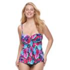 Women's A Shore Fit Tummy Slimmer Mesh Tankini Top, Size: 6, Supersonic Tulips