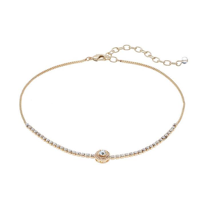 Napier Simulated Crystal Round Halo Choker Necklace, Women's, Gold