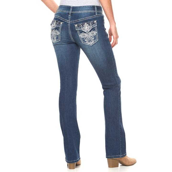 Women's Apt. 9&reg; Embellished Bootcut Jeans, Size: 2, Med Blue