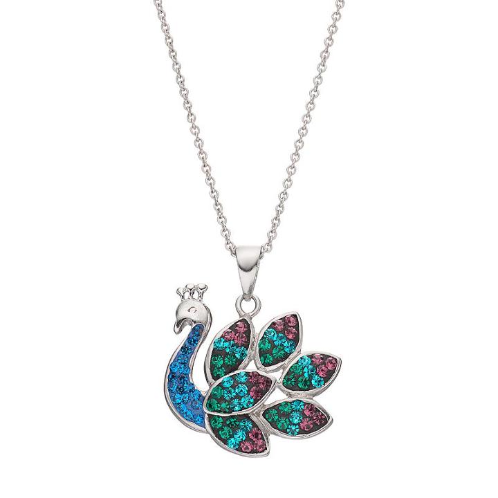 Crystal Peacock Pendant Necklace, Women's, Blue