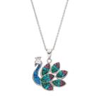 Crystal Peacock Pendant Necklace, Women's, Blue