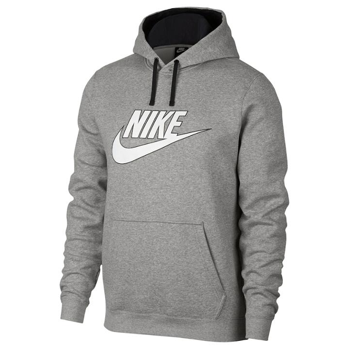 Men's Nike Fleece Pull-over Hoodie, Size: Medium, Grey