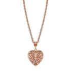 1928 Filigree Heart Pendant Necklace, Women's, Size: 18, Pink