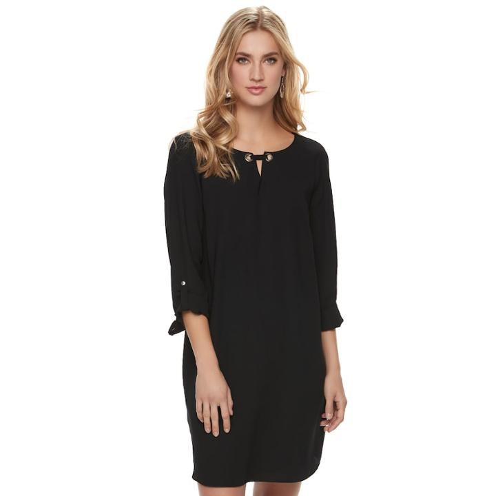 Women's Apt. 9&reg; Grommet Keyhole Shift Dress, Size: Xl, Black