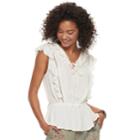 Juniors' American Rag Ruffled Peplum Top, Size: Medium, White