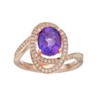 10k Rose Gold Over Silver Amethyst & Lab-created White Sapphire Oval Twist Ring, Women's, Size: 8, Purple