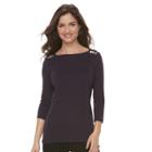 Women's Croft & Barrow&reg; Button-shoulder Top, Size: Xxl, Drk Purple