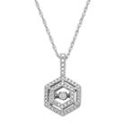 Dancing Love Sterling Silver Diamond Accent Hexagon Halo Pendant Necklace, Women's, Size: 18, White
