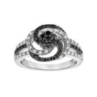 Sterling Silver 1/2 Carat T.w. Black & White Diamond Swirl Ring, Women's, Size: 8
