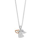 Silver Expressions By Larocks Two Tone Silver Plated Cubic Zirconia Angel Pendant, Women's, White