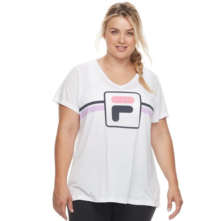 Plus Size Fila Sport&reg; Logo Graphic V-neck Tee, Women's, Size: 2xl, White