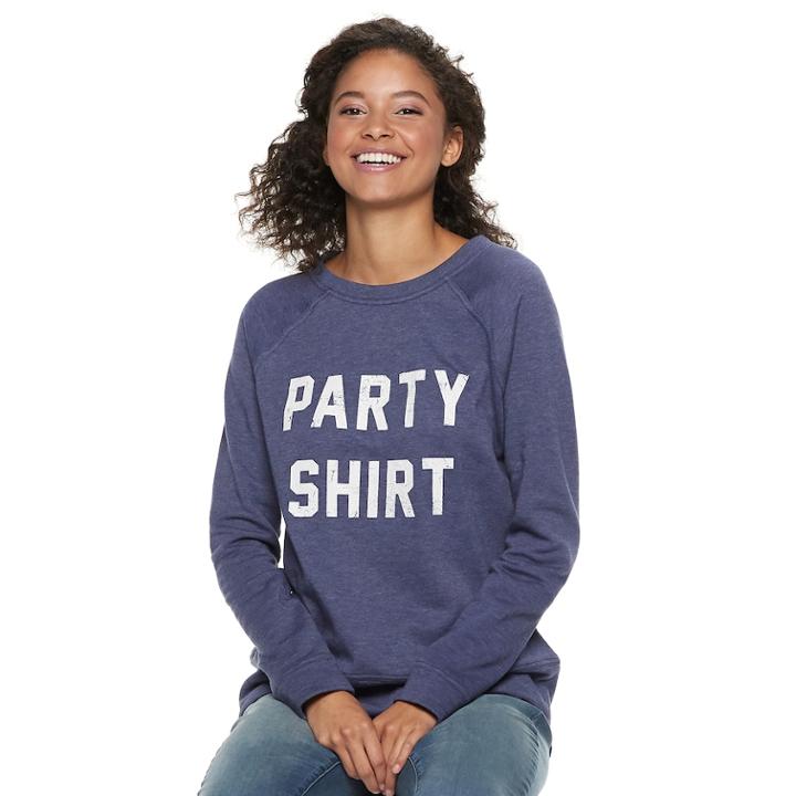 Juniors' Party Shirt, Chill Shirt Raglan Reversible Top, Teens, Size: Small, Blue (navy)