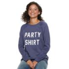 Juniors' Party Shirt, Chill Shirt Raglan Reversible Top, Teens, Size: Small, Blue (navy)