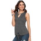 Women's Jennifer Lopez Tie-front Keyhole Tank, Size: Medium, Med Grey