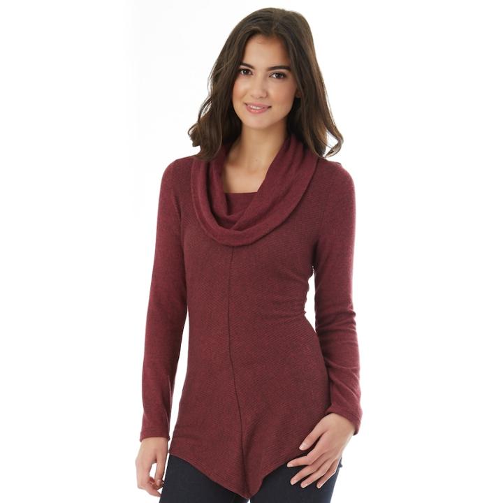 Juniors' Iz Byer California V-hem Cowlneck Sweater, Teens, Size: Xl, Dark Red