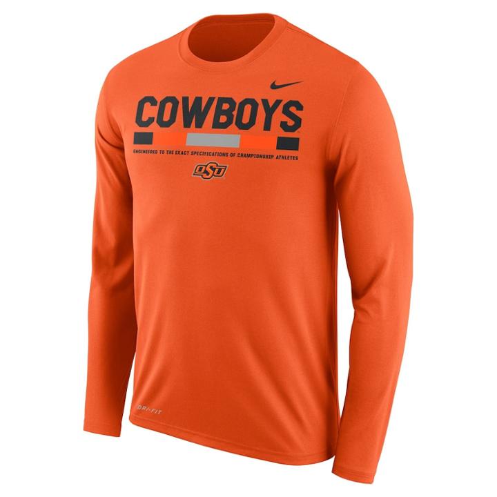 Men's Nike Oklahoma State Cowboys Dri-fit Legend Staff Long-sleeve Tee, Size: Medium, Orange