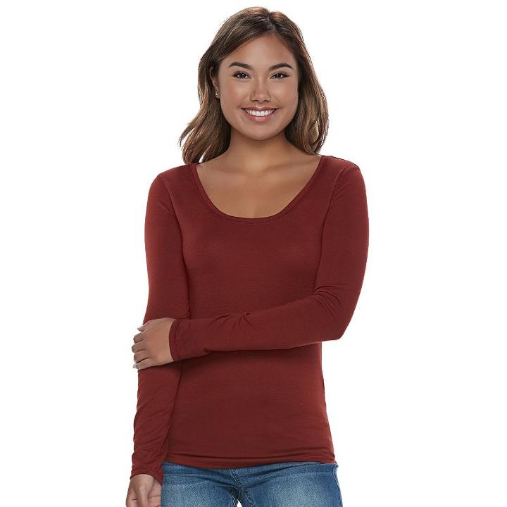 Juniors' Mudd&reg; Scoopneck Tee, Teens, Size: Xl, Brown