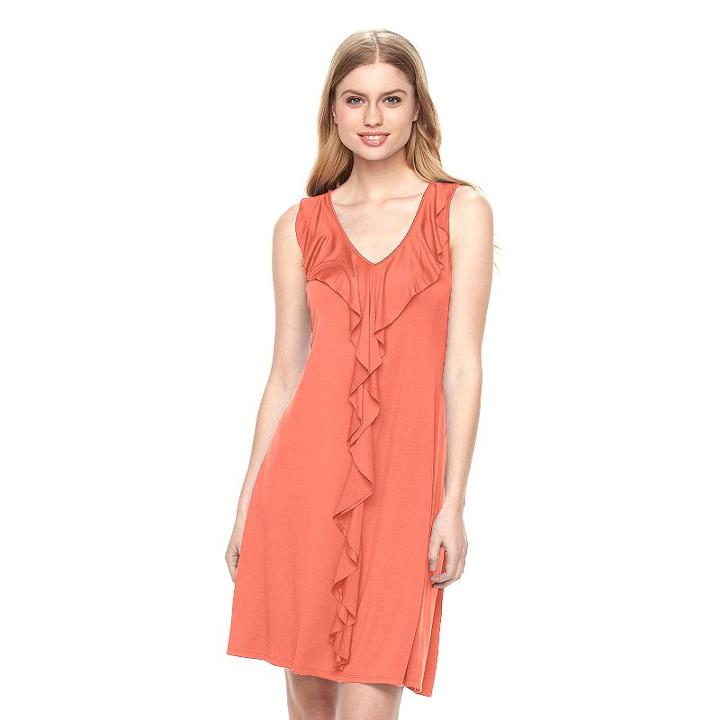 Women's Apt. 9&reg; Ruffle Tank Dress, Size: Medium, Orange