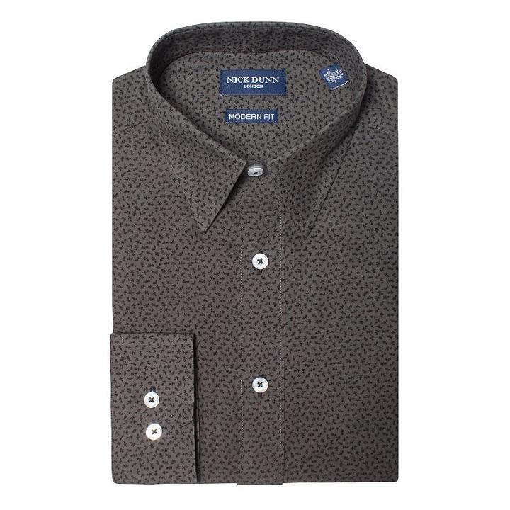Men's Nick Dunn Modern-fit Dress Shirt, Size: S 32-33, Grey (charcoal)