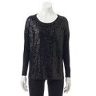 Women's Wdny Black Drop-shoulder Sequin Top, Size: Xs