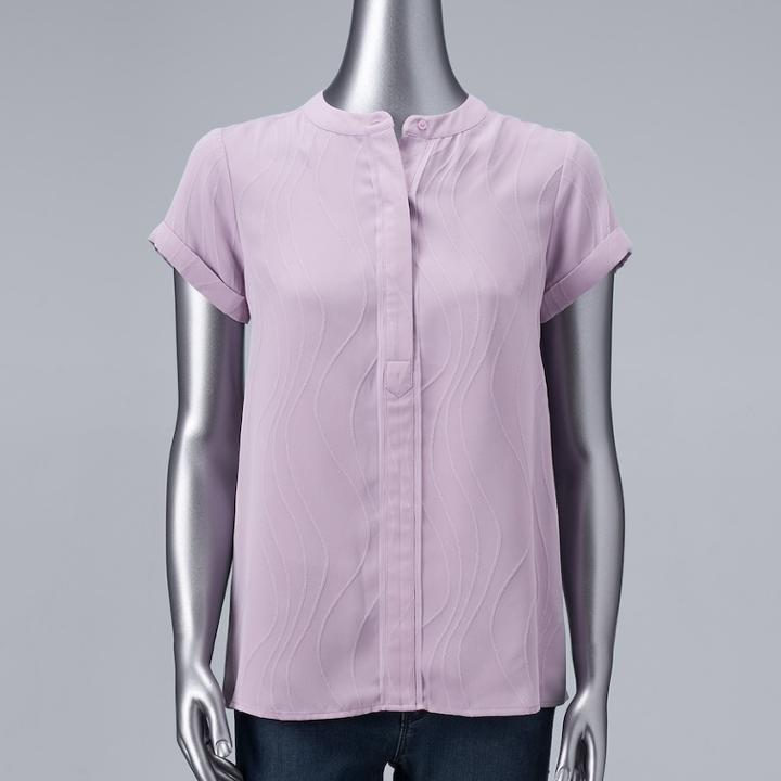 Petite Simply Vera Vera Wang Essential Popover Top, Women's, Size: Xxl Petite, Lt Purple