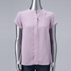 Petite Simply Vera Vera Wang Essential Popover Top, Women's, Size: Xxl Petite, Lt Purple