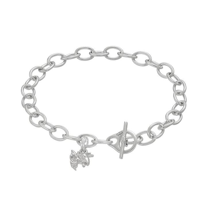 Dayna U Sterling Silver Georgia Tech Yellow Jackets Charm Toggle Bracelet, Women's, Grey