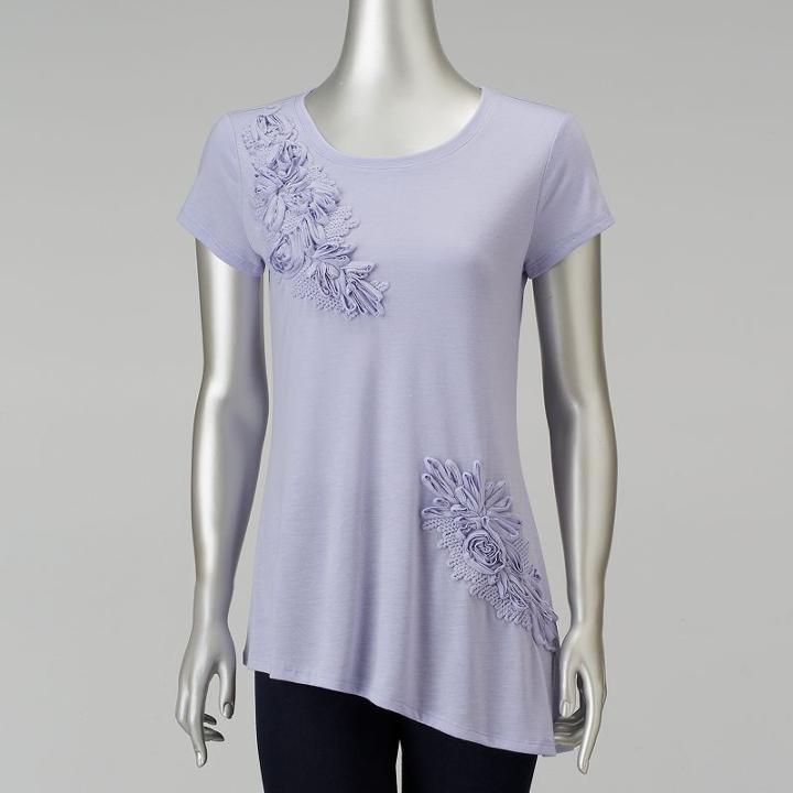 Women's Simply Vera Vera Wang Floral Asymmetrical Tee, Size: Small, Purple
