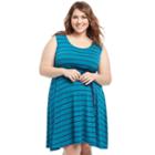 Plus Size Maternity Oh Baby By Motherhood&trade; Striped Tank Dress, Women's, Size: 2xl, Turquoise/blue (turq/aqua)