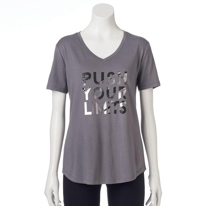Women's Tek Gear&reg; Dry Tek V-neck Tee, Size: Xl, Med Grey