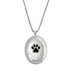 Sterling Silver I Love My Cat Oval Locket, Women's, Size: 18, Grey
