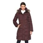 Women's Towne By London Fog Flynn Hooded Puffer Jacket, Size: Small, Dark Red